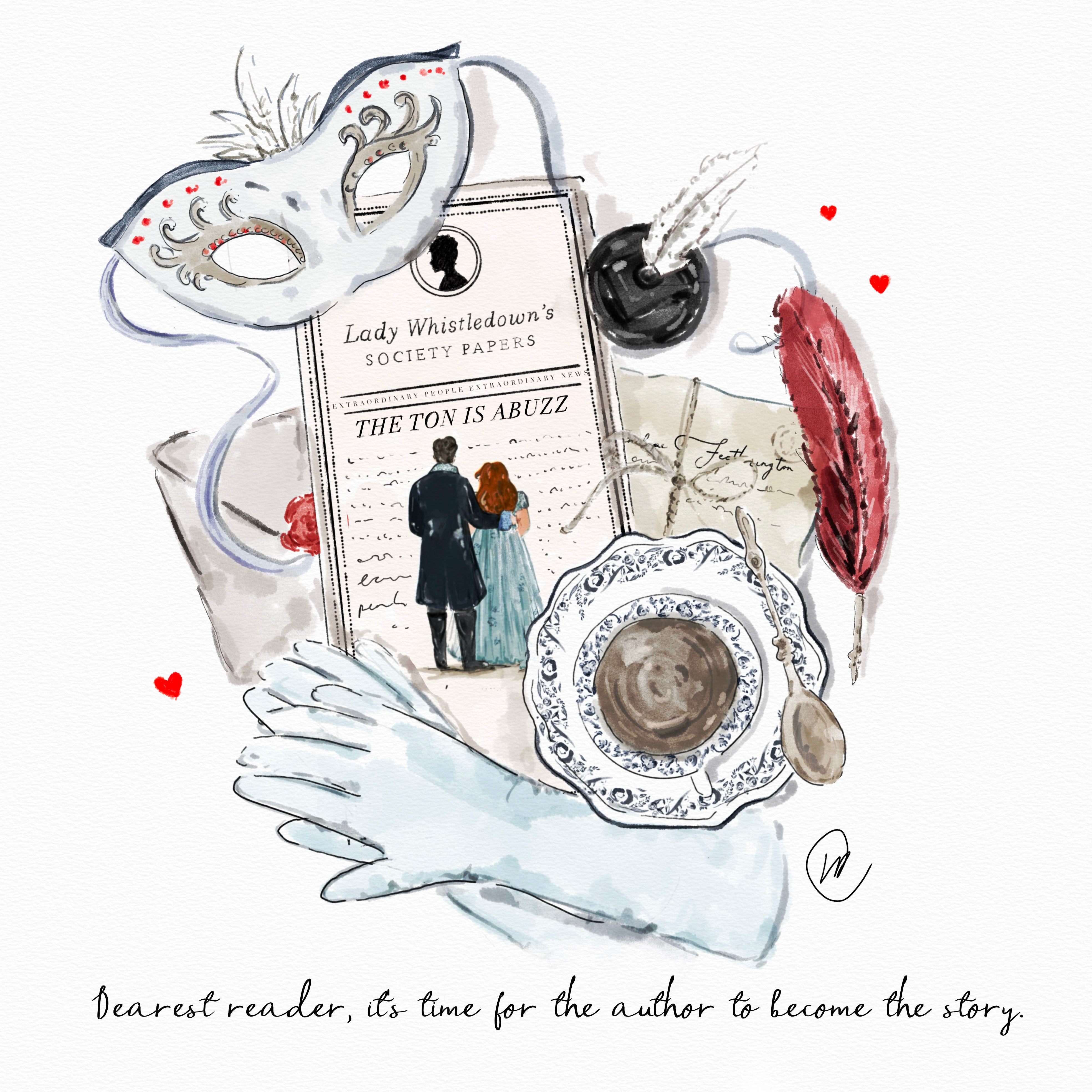 Bridgerton Pen Desk Illustration