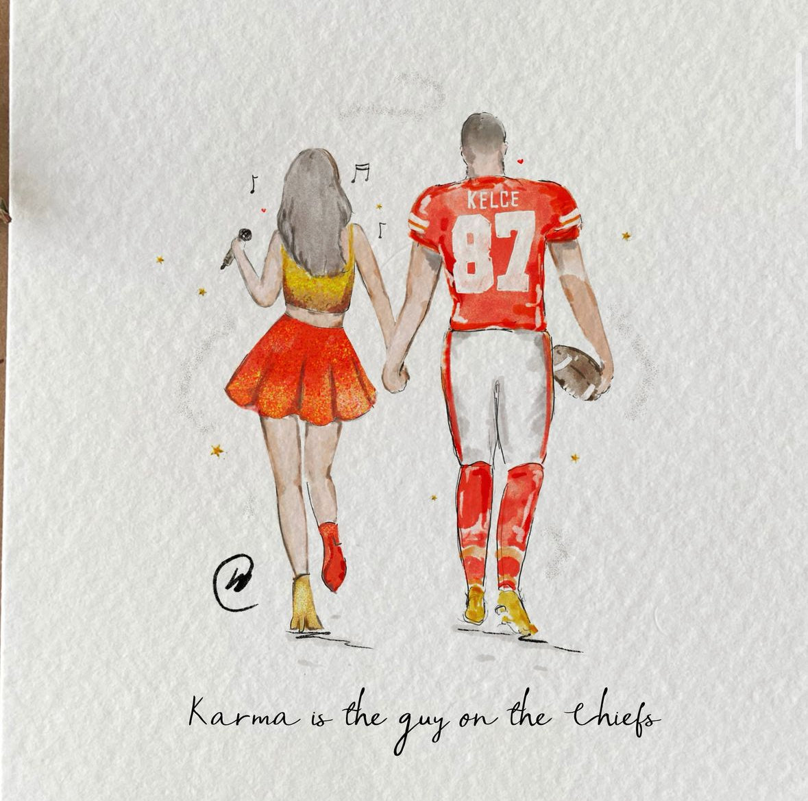 Chiefs Eras Tour Outfit Taylor Swift Travis Kelce Illustration