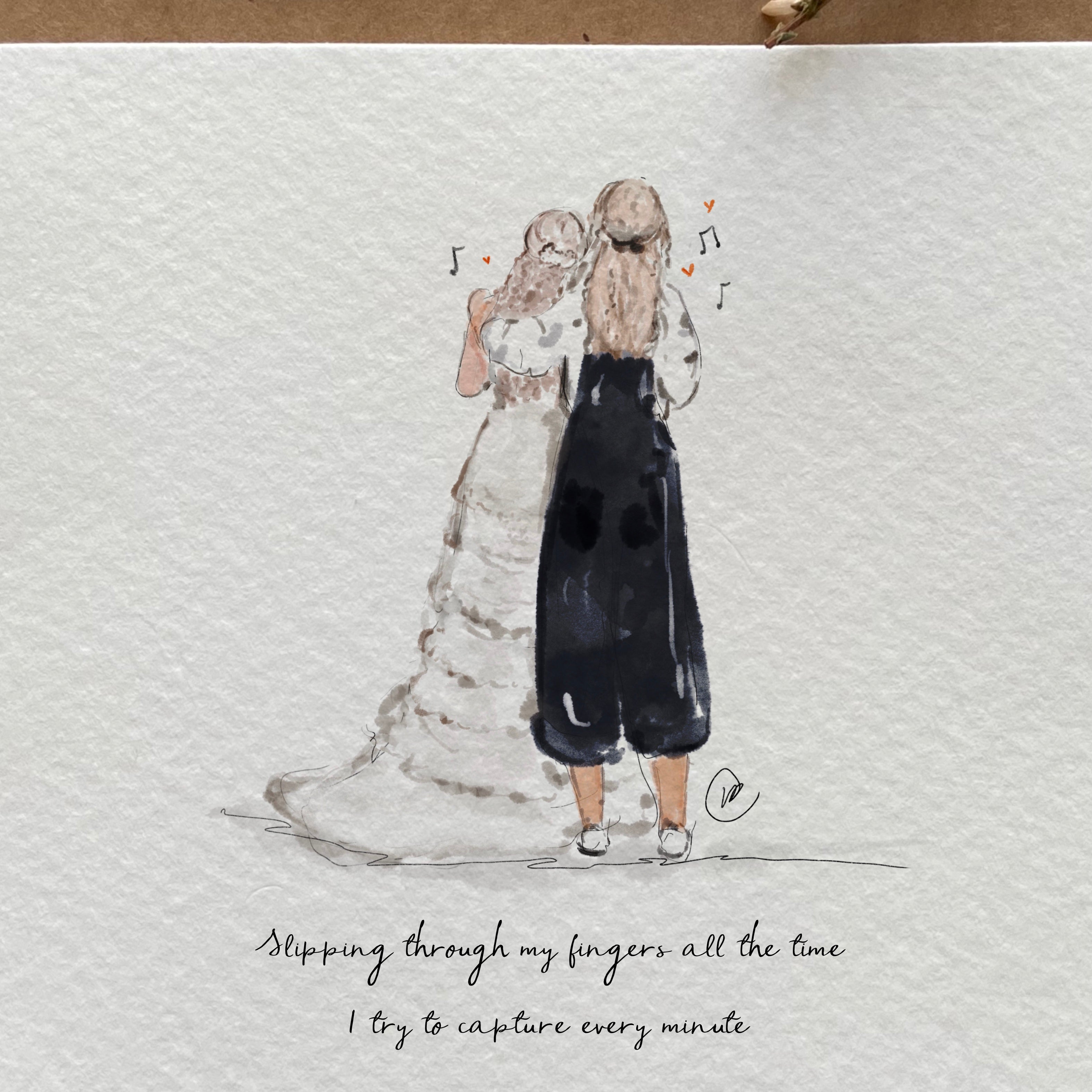 Mother Daughter Illustrated Print