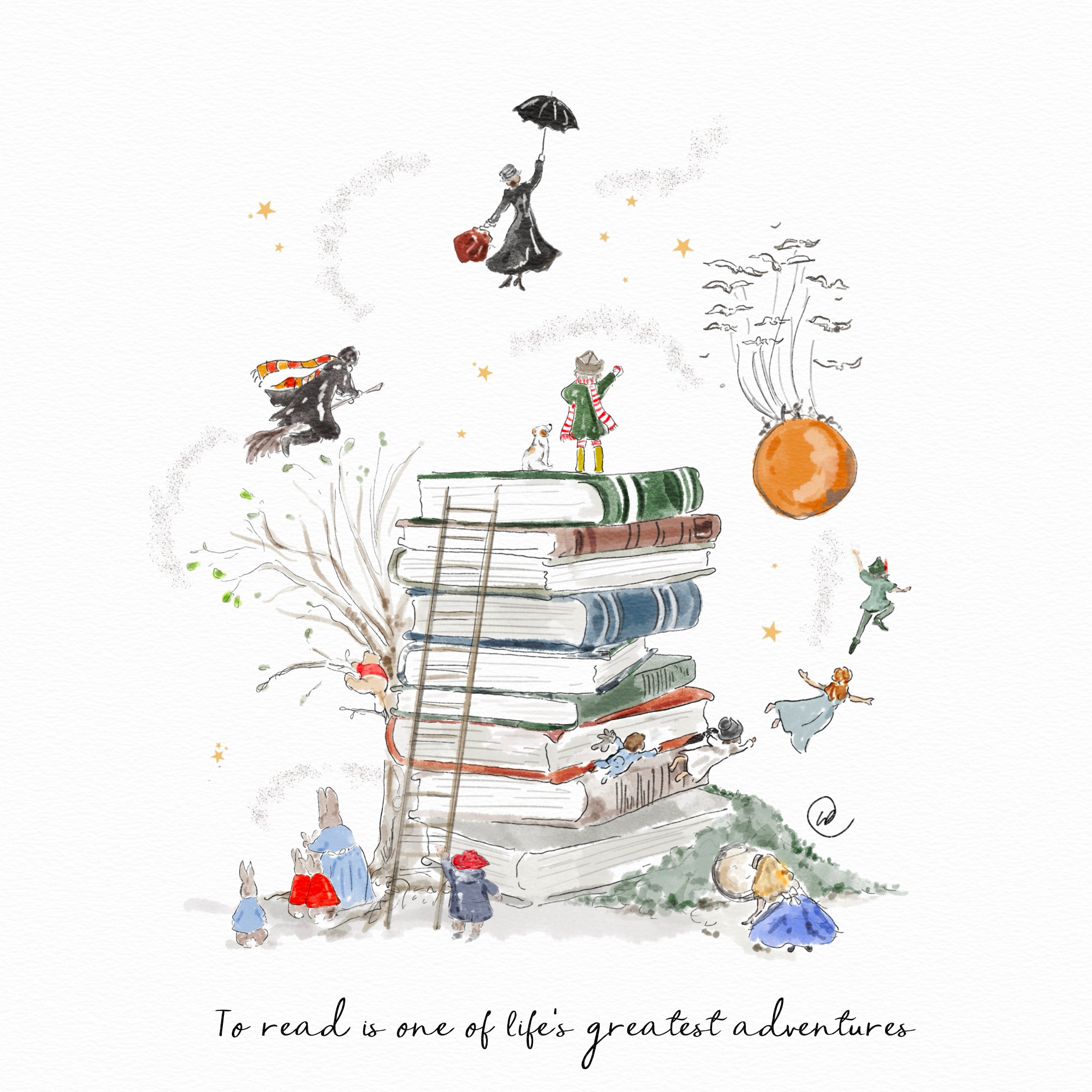 World Book Day Reading Adventure Illustrated Print