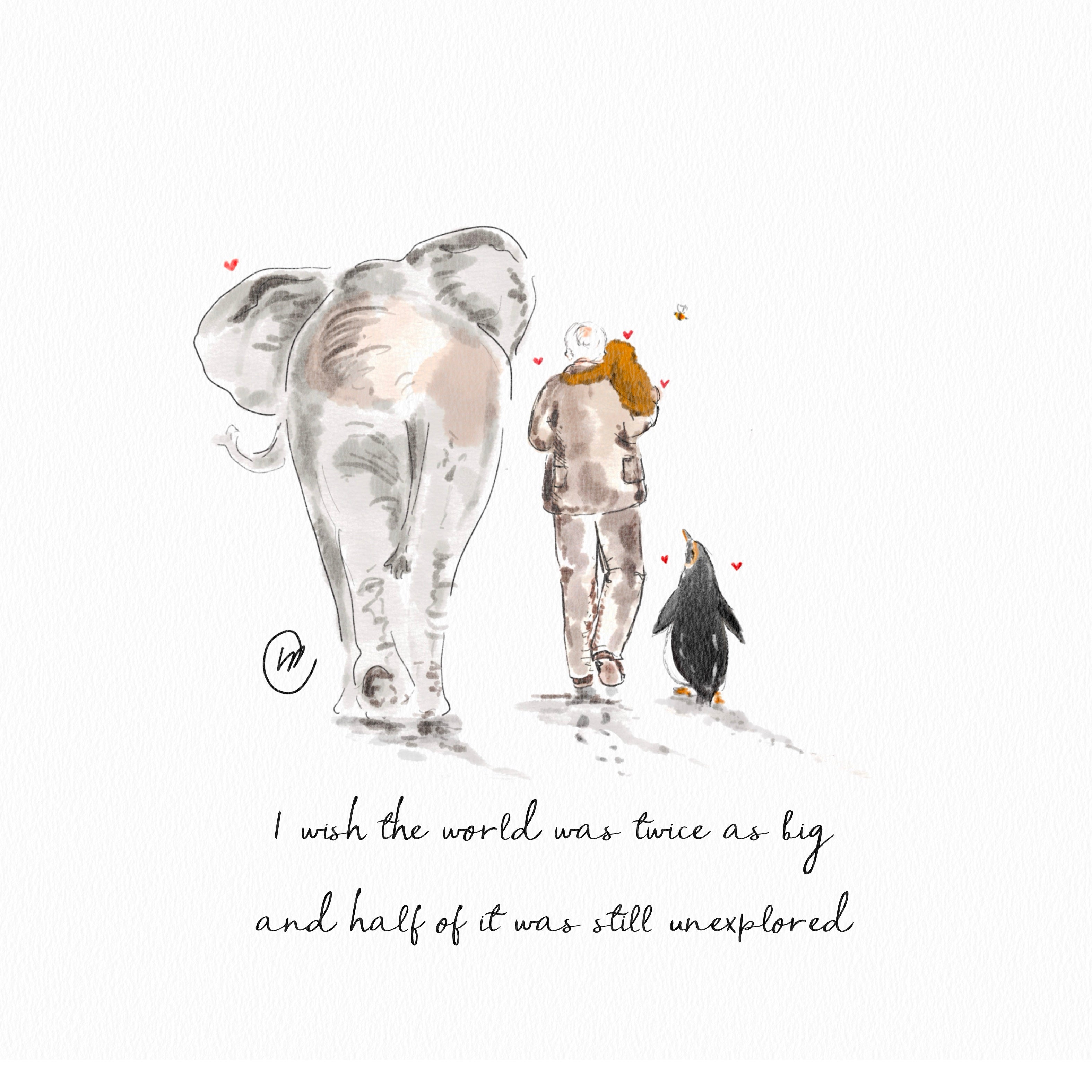 David Attenborough World Birthday Print – Lucy Claire Illustration