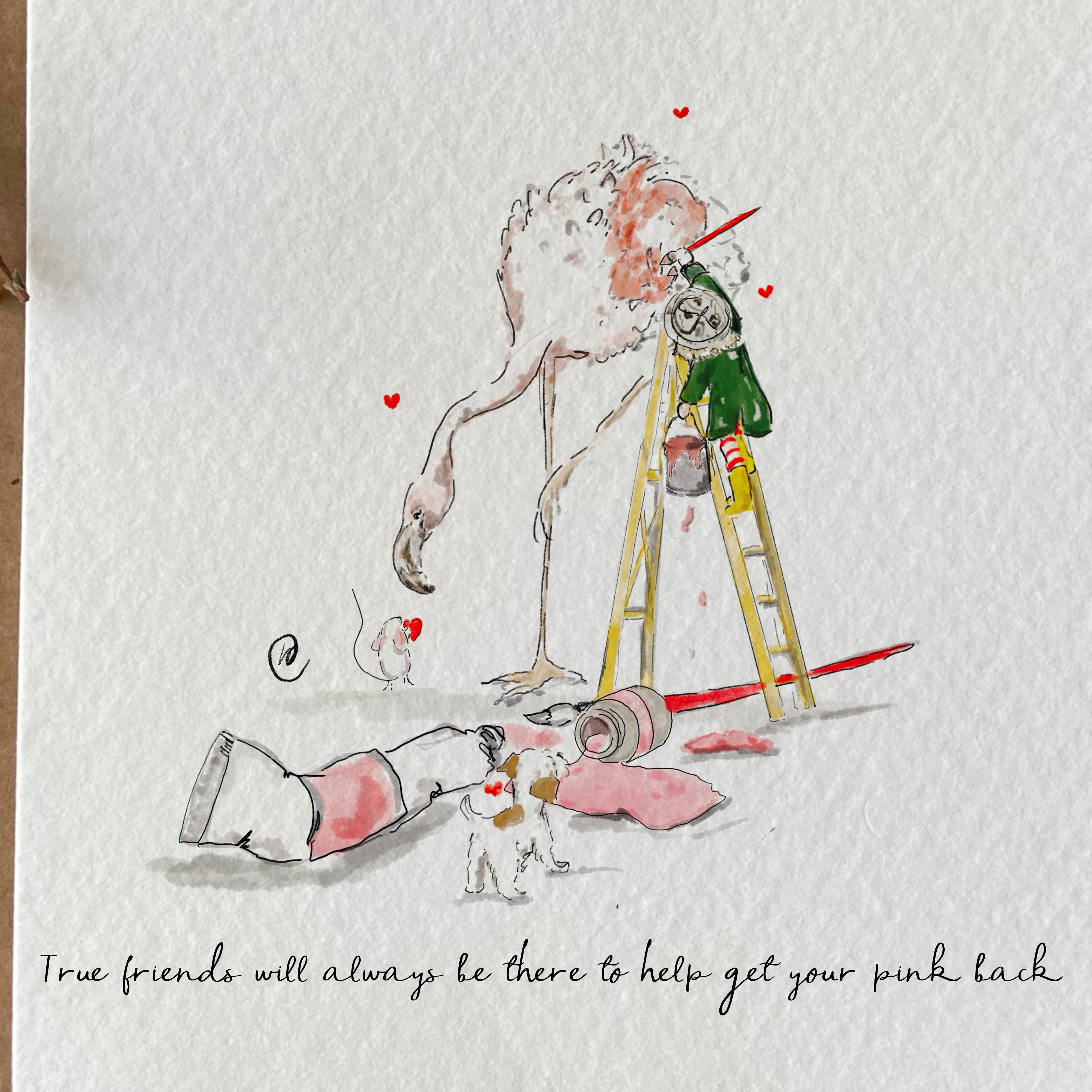 Flamingos Friends Illustration