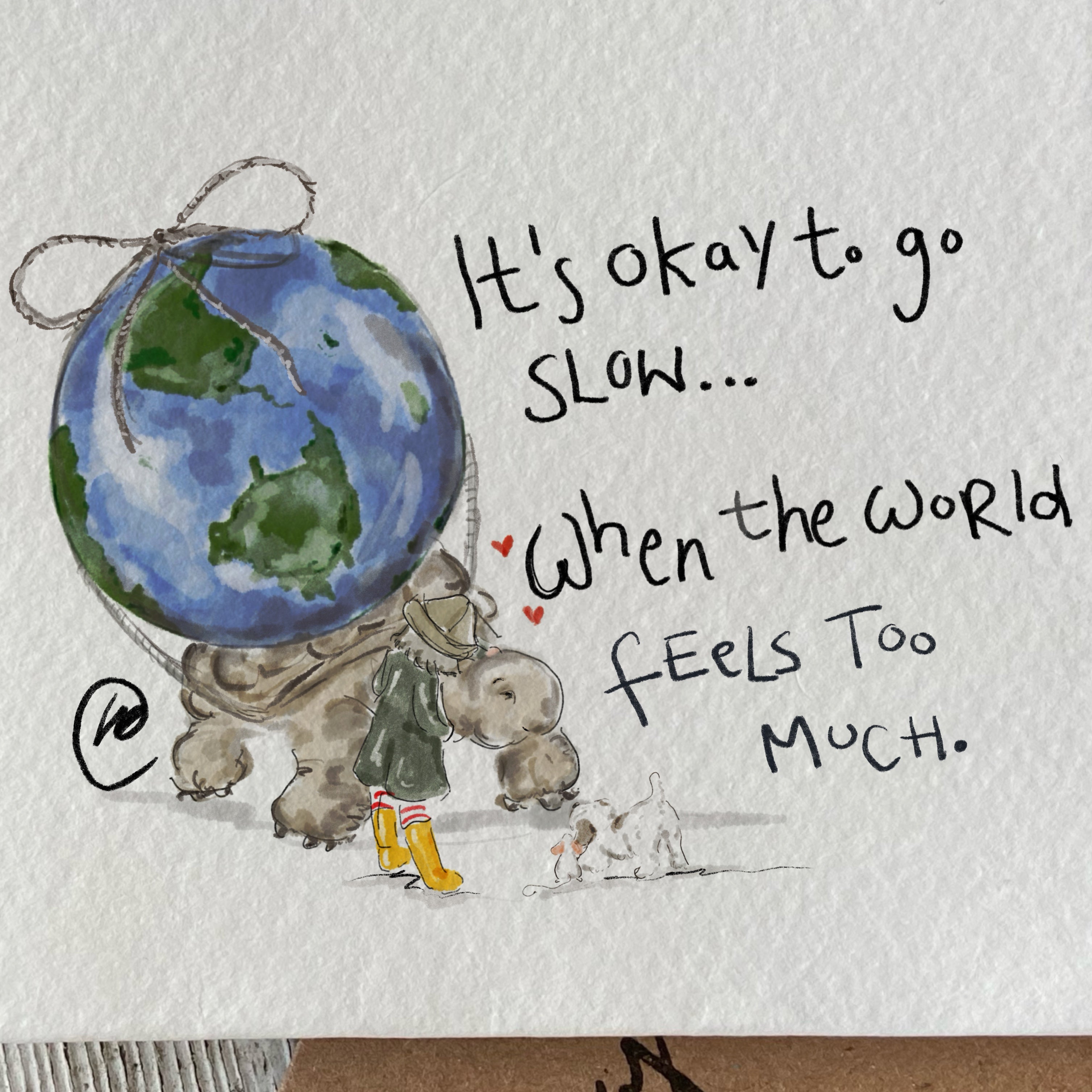 Slow World Tortoise Print