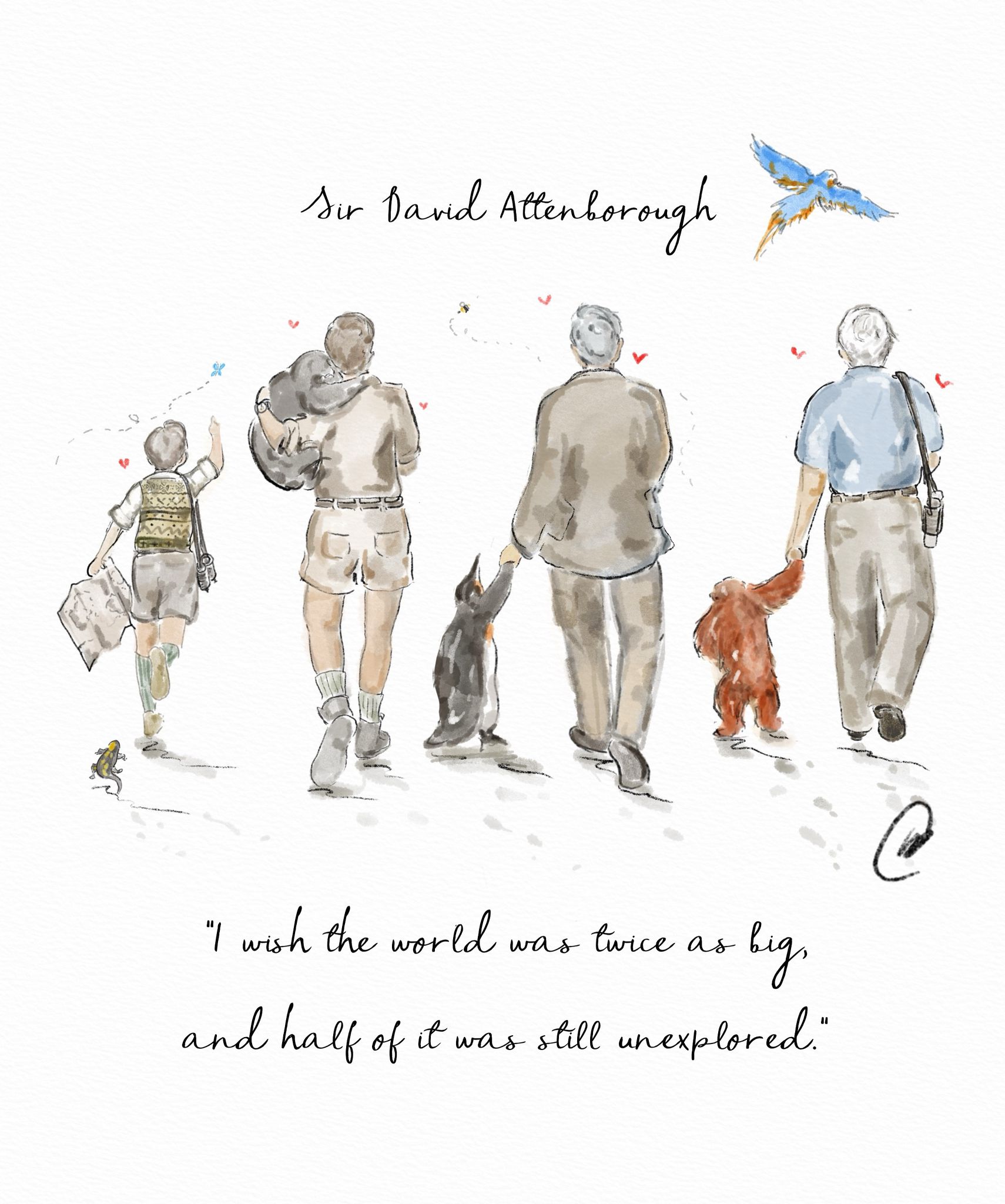 99th Birthday David Attenborough Print