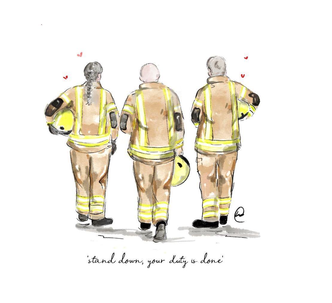 Firefighters. Stand down, your duty is done.