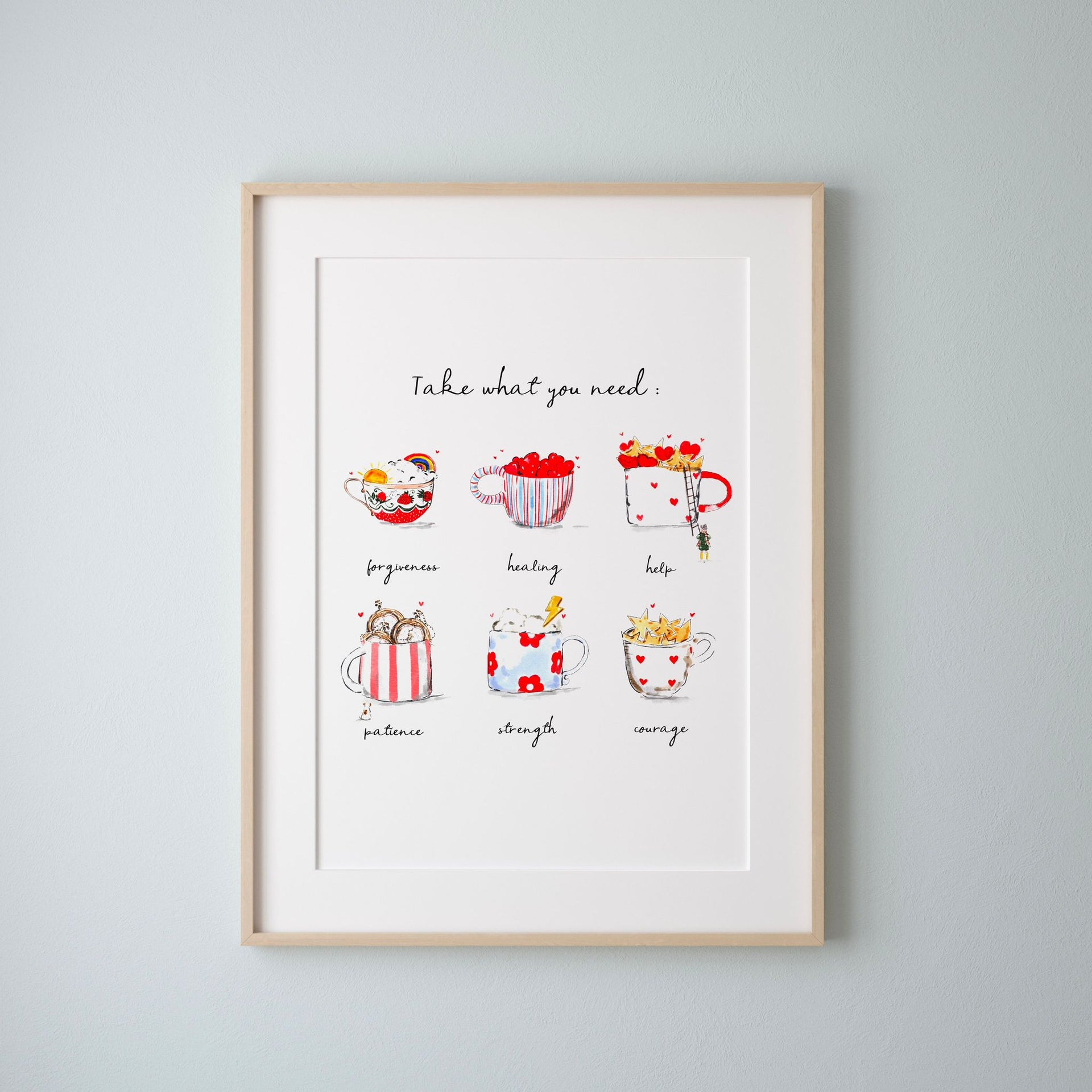 Take What You Need Coffee Cups Print – Lucy Claire Illustration