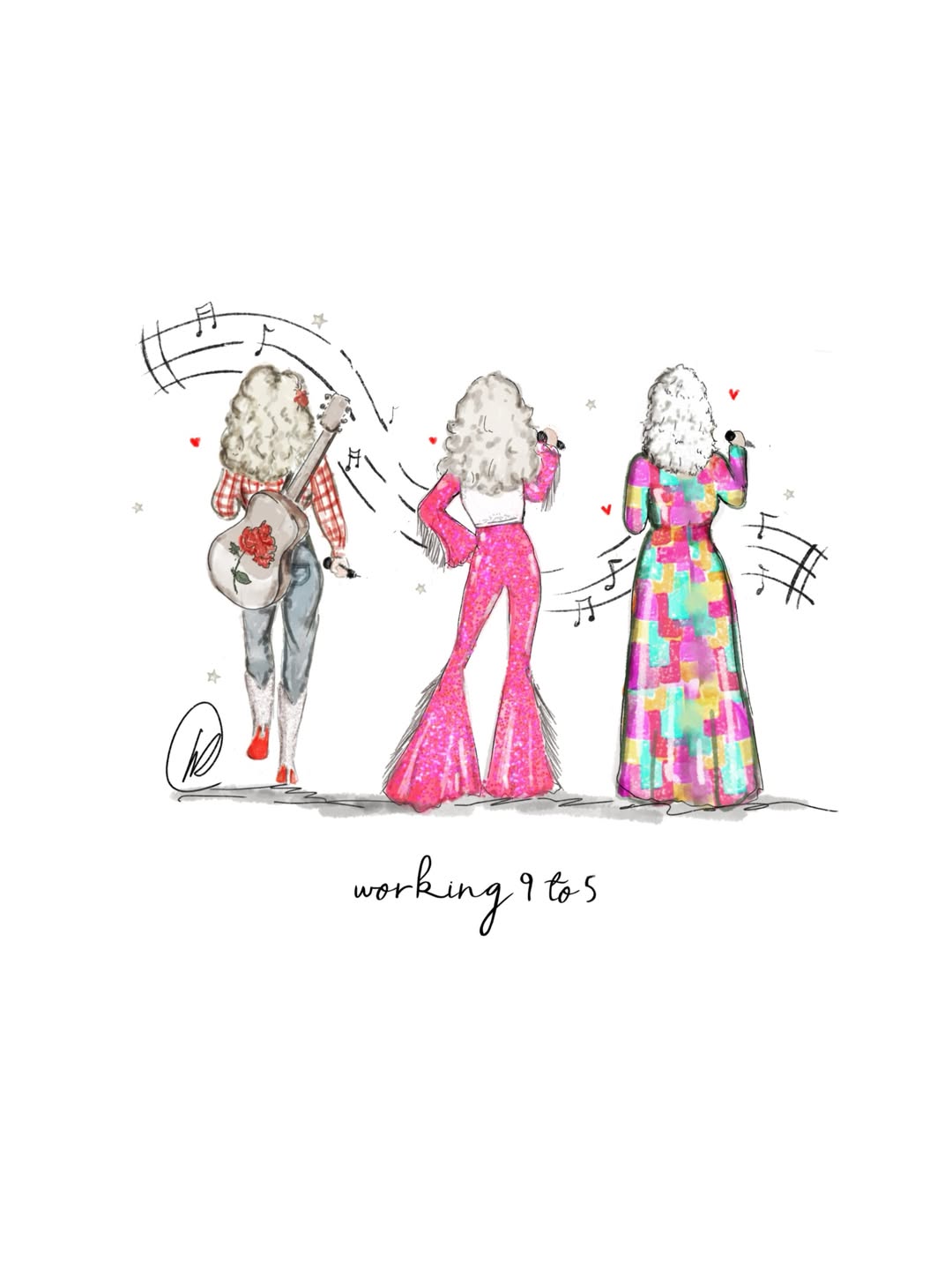 Working 9 to 5 Dolly Parton tribute print by Lucy Claire Illustration